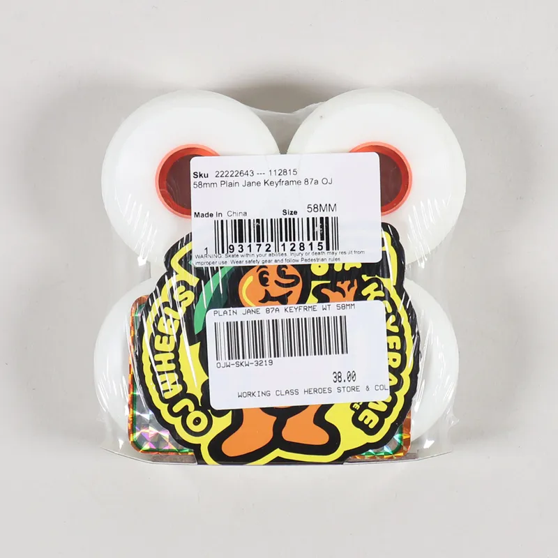 Oj Wheels Plain Jane 87a Keyframe Wheels White 58mm-1