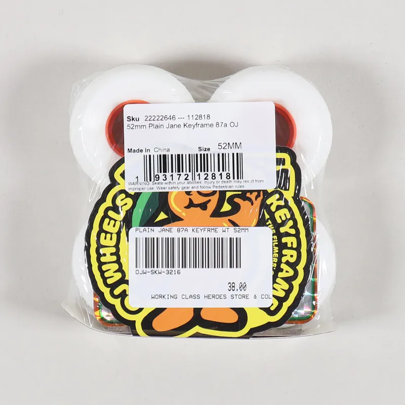 Oj Wheels Plain Jane 87a Keyframe Wheels White 52mm-1