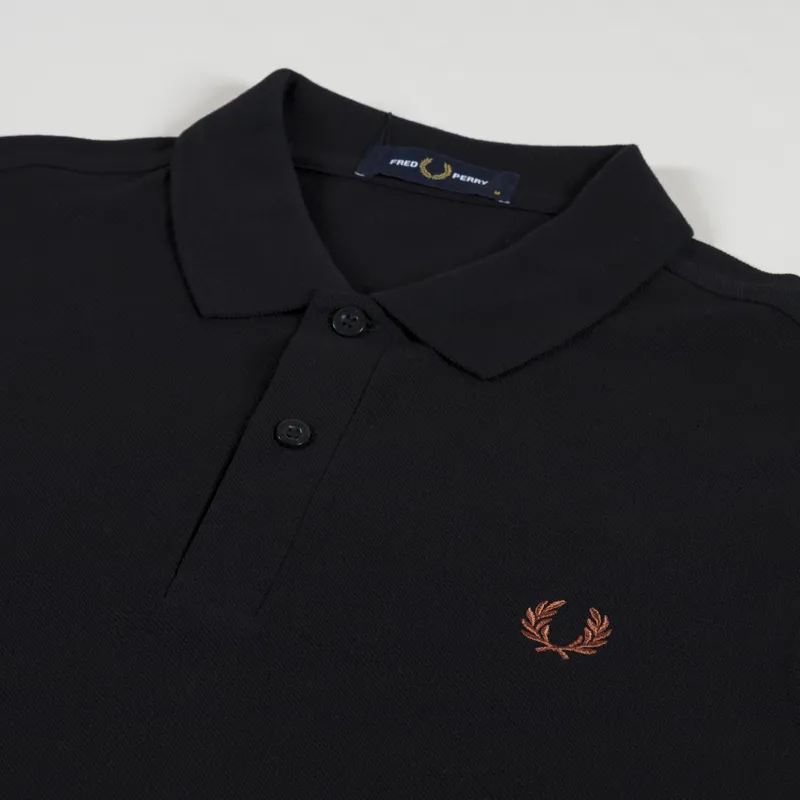 Fred Perry Plain Shirt Black Whisky Brown-2