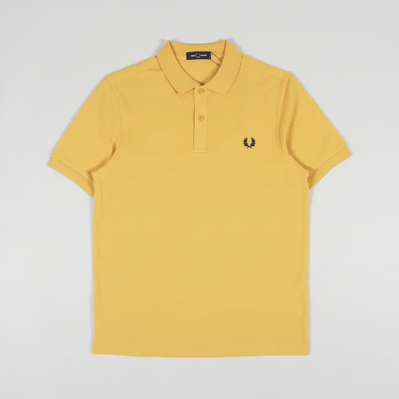 black fred perry polo shirt with yellow piping