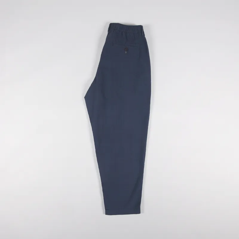 Universal Works Pleated Track Pant Navy Seersucker-2