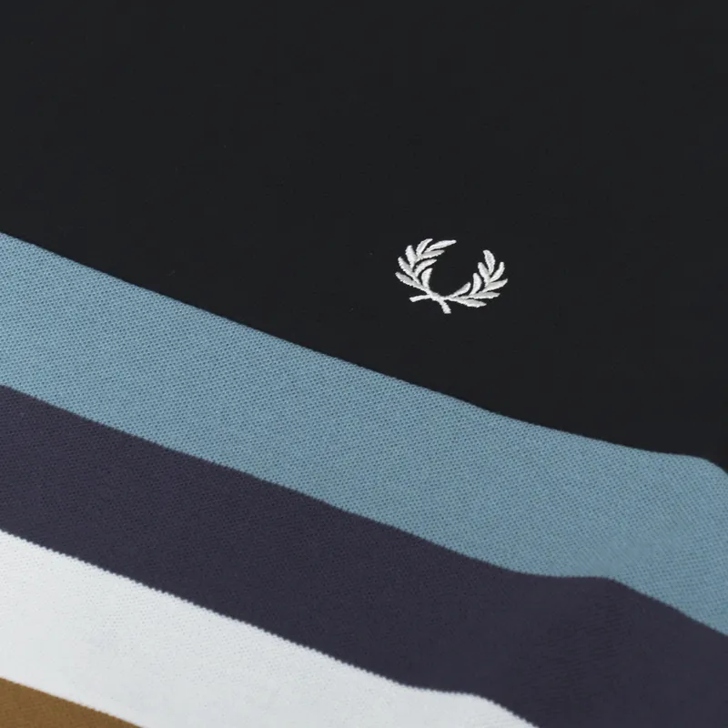 Fred Perry Panelled Stripe T Shirt Dark Caramel-3