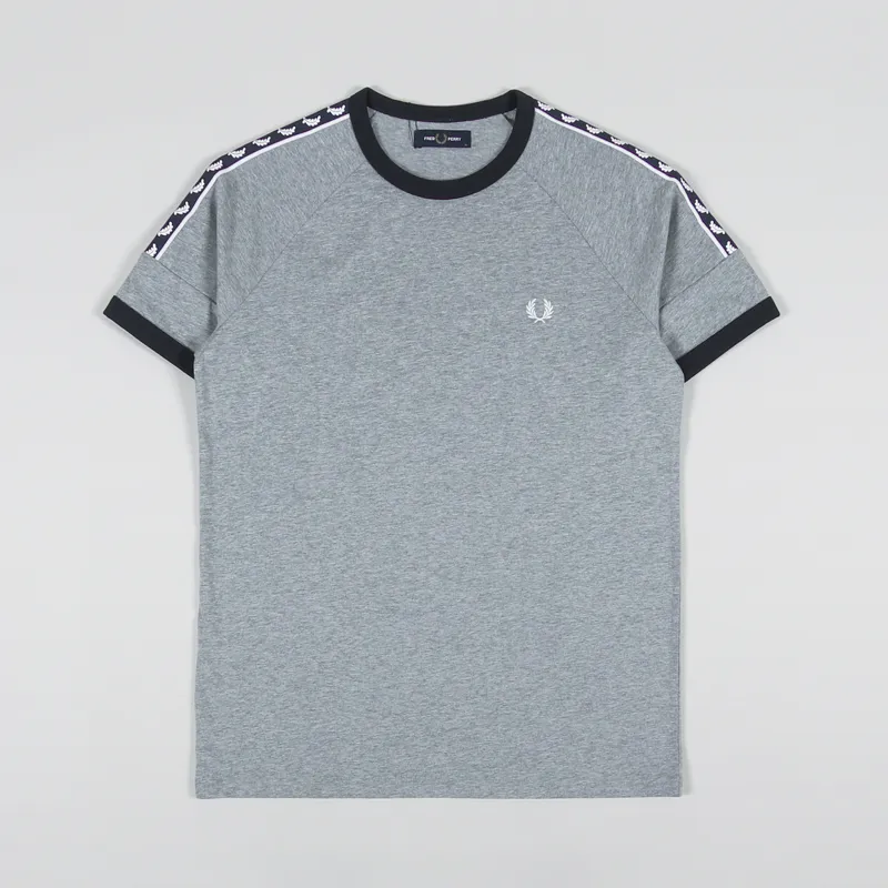 Fred Perry Panelled Taped T Shirt Steel Marl