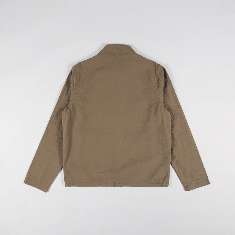 Universal Works Porto Jacket Olive Seersucker-2