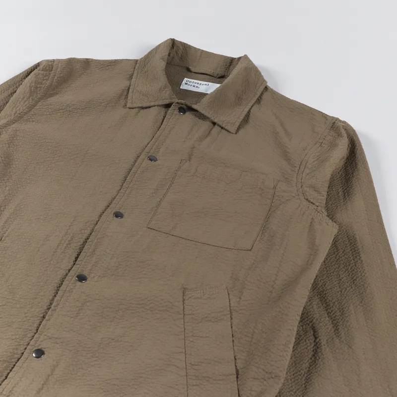 Universal Works Porto Jacket Olive Seersucker-3