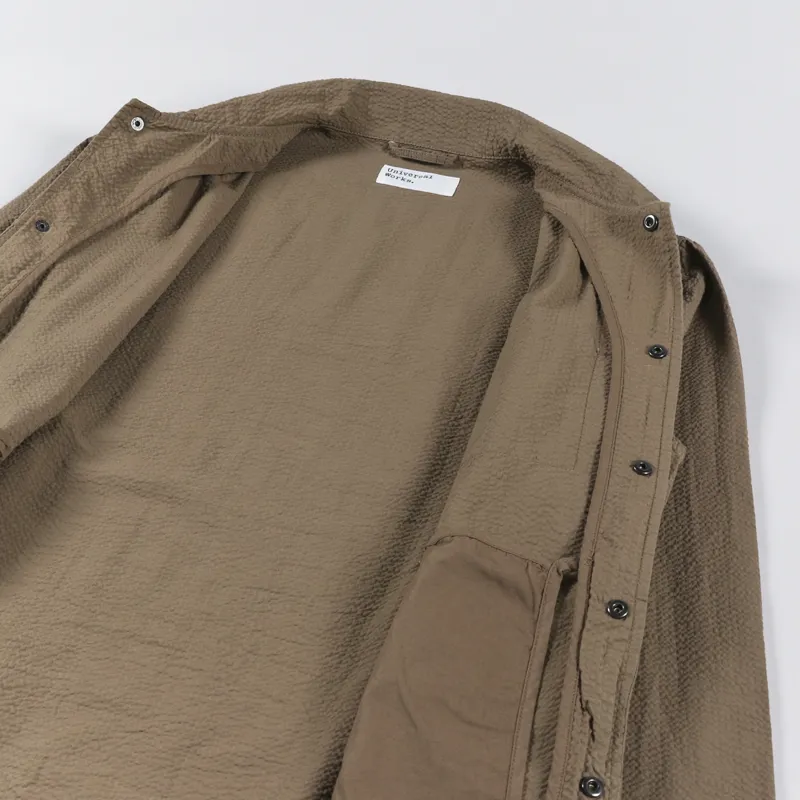 Universal Works Porto Jacket Olive Seersucker-4