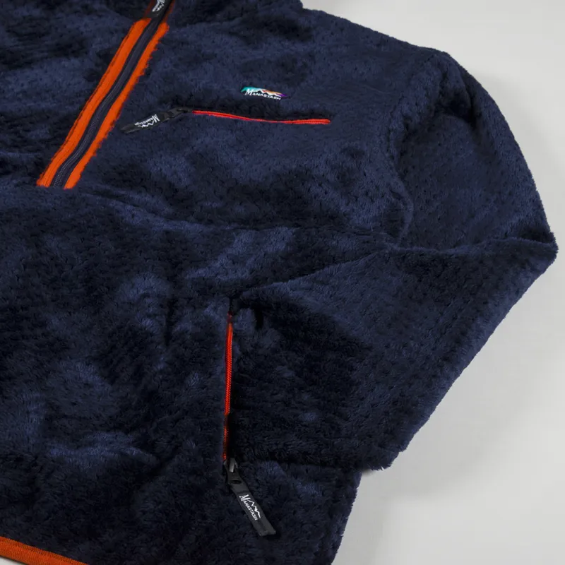 Manastash Mens Poppy Thermal Winter Fleece Jacket Navy Blue