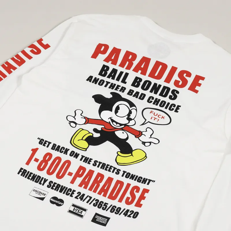 Paradise NYC Paradise Bail Bonds Long Sleeve T Shirt White-2