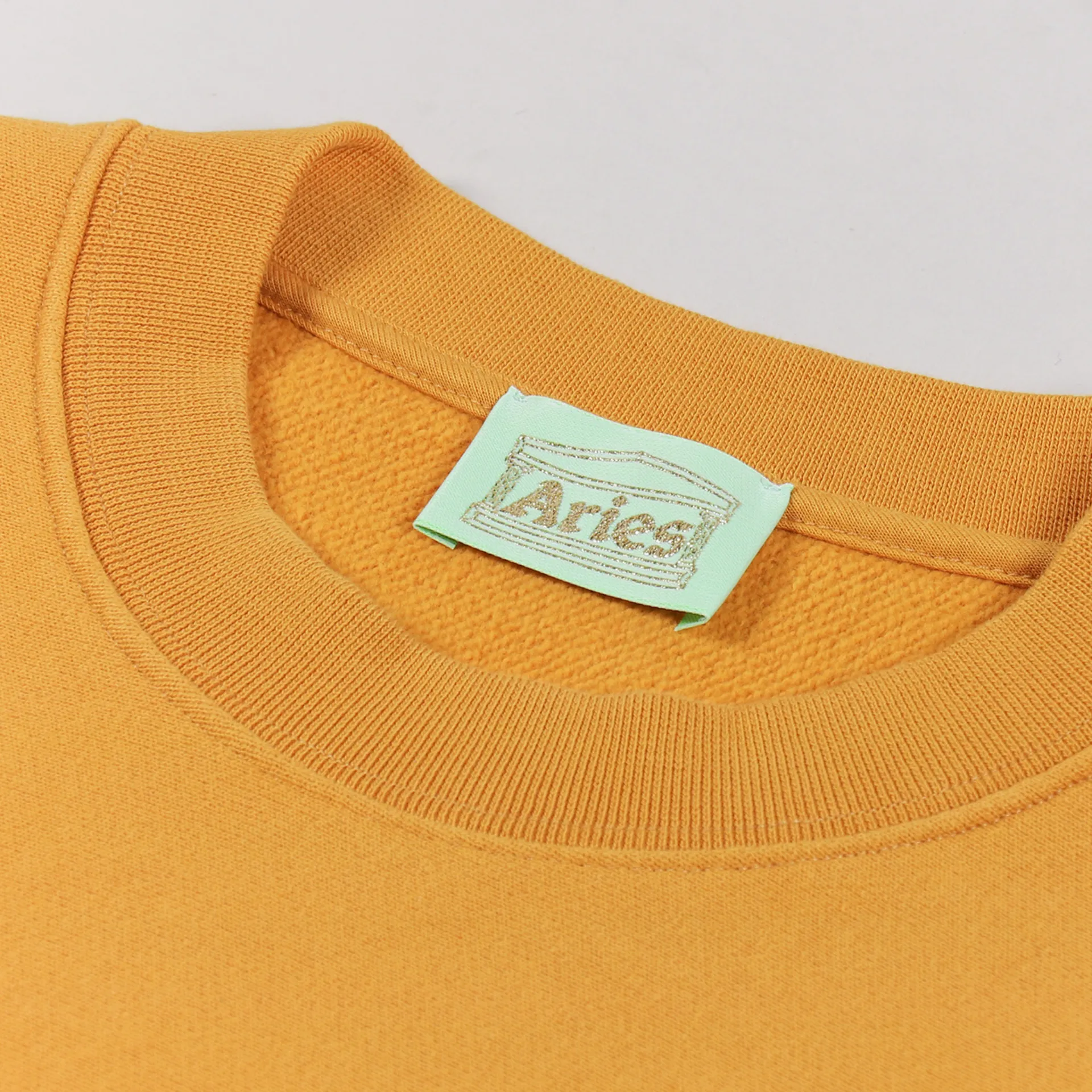 Aries Arise Mens Premium Temple Logo Sweatshirt Ochre Yellow