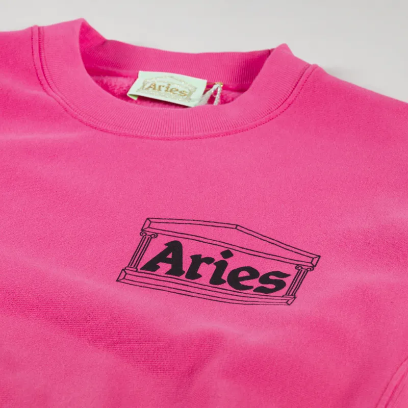 Aries Arise Womens Premium Temple Logo Crew Neck Sweatshirt Pink