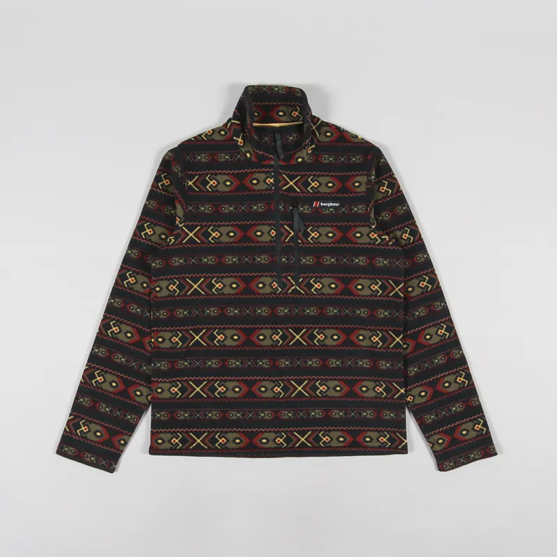 Berghaus Prism Printed Trango Half Zip Fleece Green Yellow