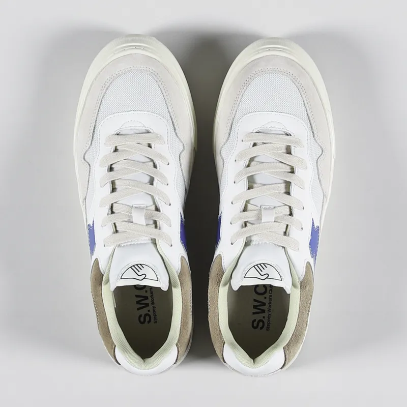 Stepney Workers Club Pearl S-Strike Shoes Suede Mix Ecru Blue-1
