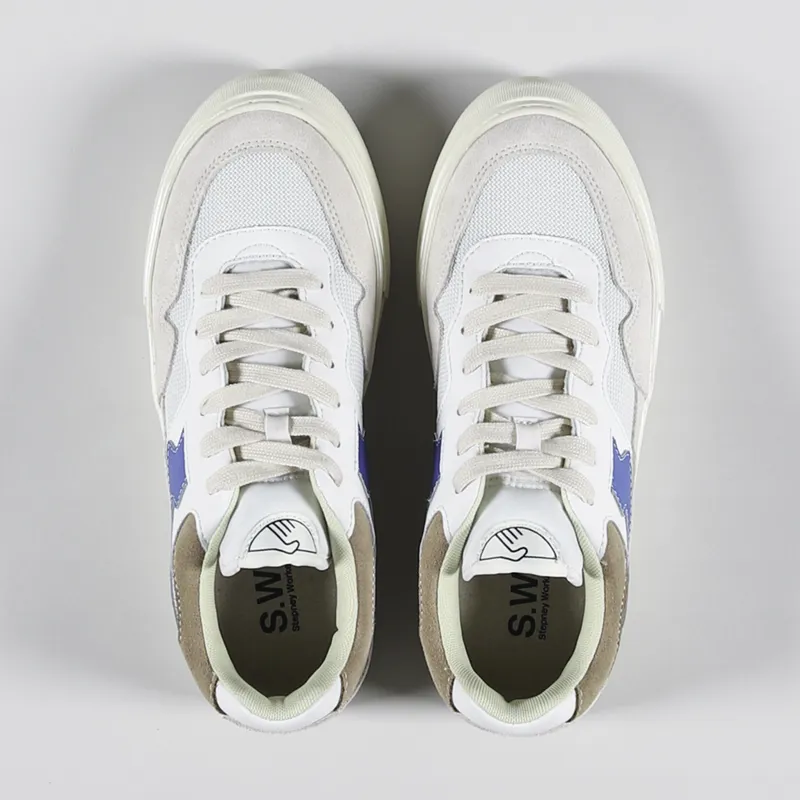 Stepney Workers Club Womens Pearl S-Strike Shoes Suede Mix Ecru Blue-1