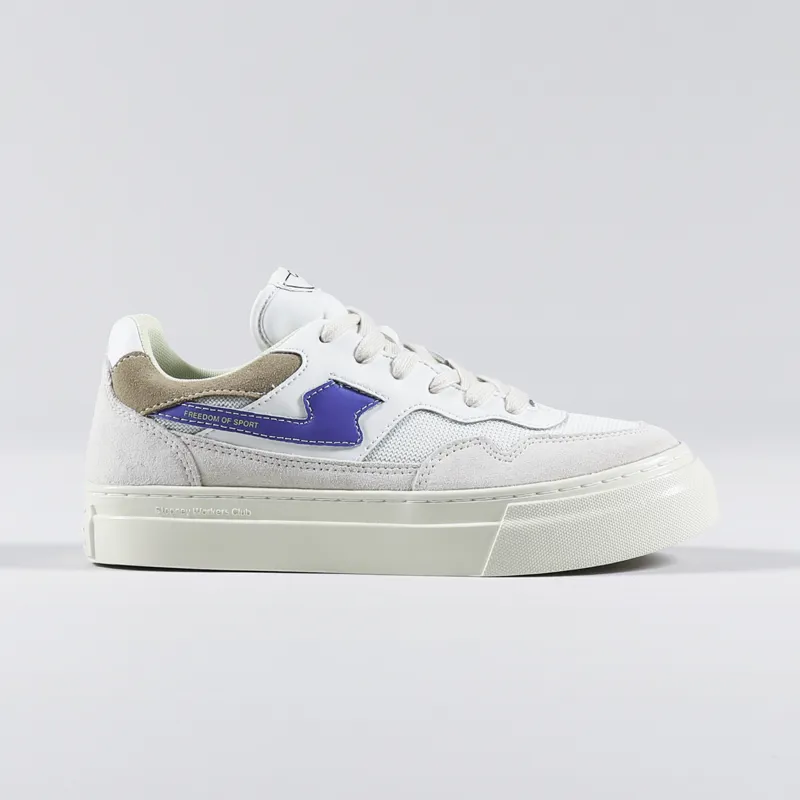Stepney Workers Club Womens Pearl S-Strike Shoes Suede Mix Ecru Blue-4