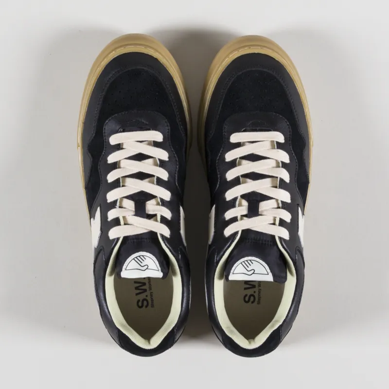 Stepney Workers Club Pearl S-Strike Shoes Leather Mix Black Gum-1