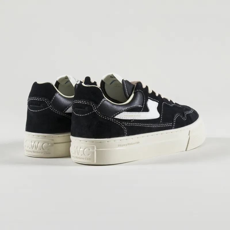 Stepney Workers Club Womens Pearl S-Strike Shoes Suede Black White-3