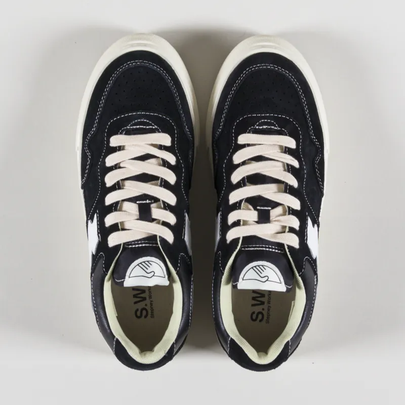 Stepney Workers Club Womens Pearl S-Strike Shoes Suede Black White-1