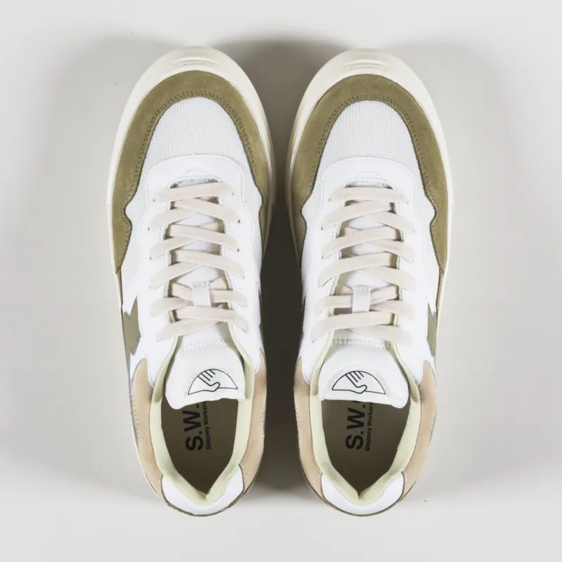 Stepney Workers Club Pearl S-Strike Shoes Suede Mix White Moss-1