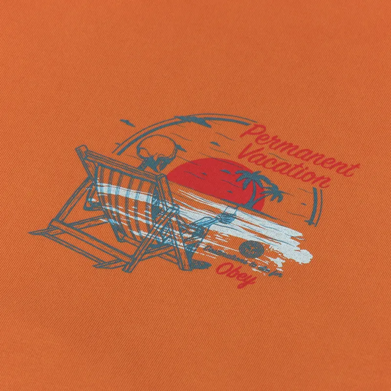 Obey Permanent Vacation T Shirt Orange Oxide-4