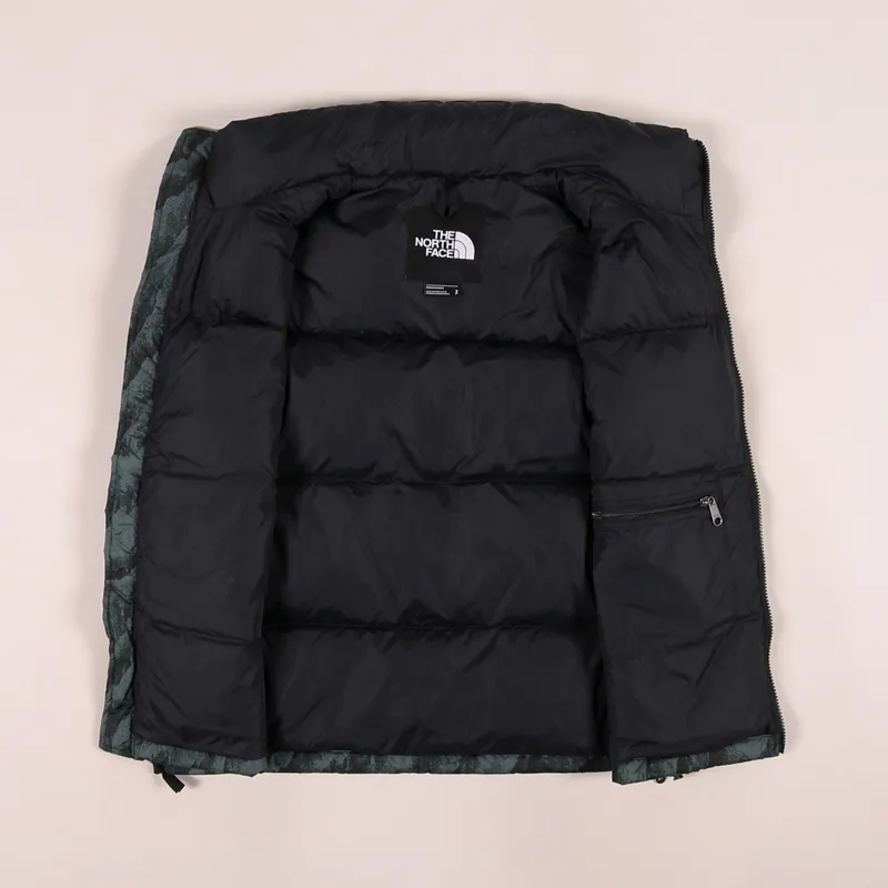 The North Face 1996 Retro Nuptse Insulated Down Vest Balsam Green Wooden Tiger Print-2