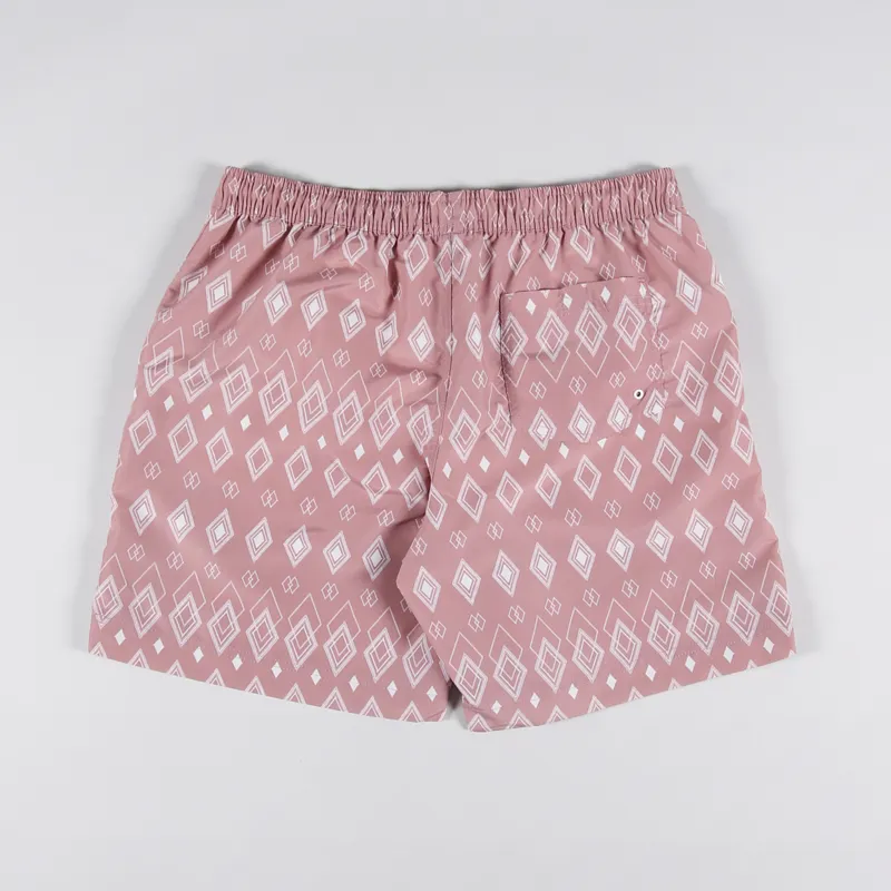 Far Afield Printed Swim Shorts Diamonds Mahogany Pink-1