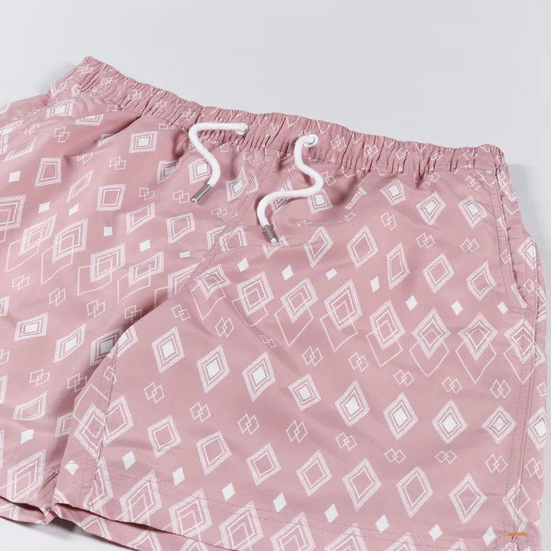 Far Afield Printed Swim Shorts Diamonds Mahogany Pink-2