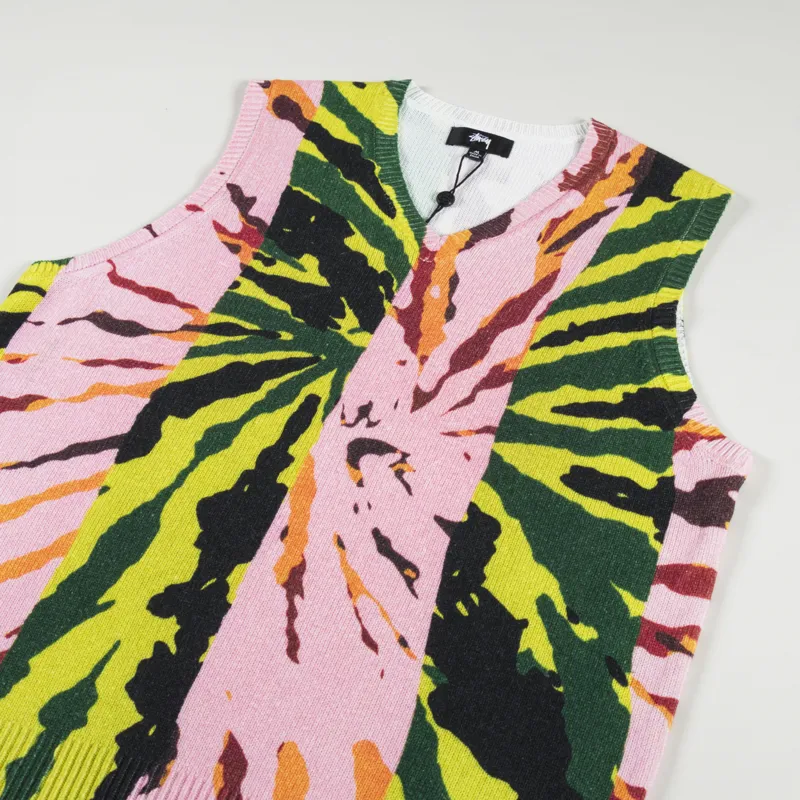 Stussy Printed Sweater Vest Pink-2