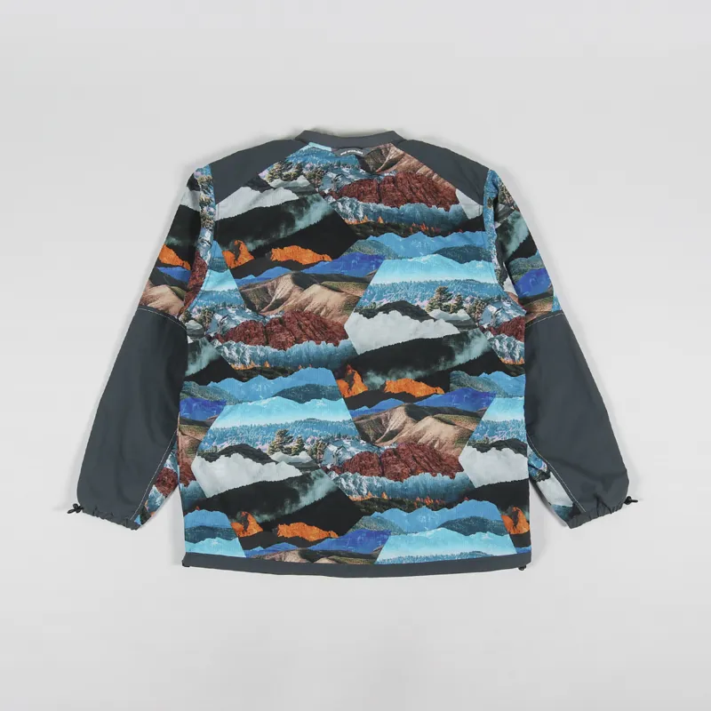 And Wander Printed Vent Pullover Blue Mix-1