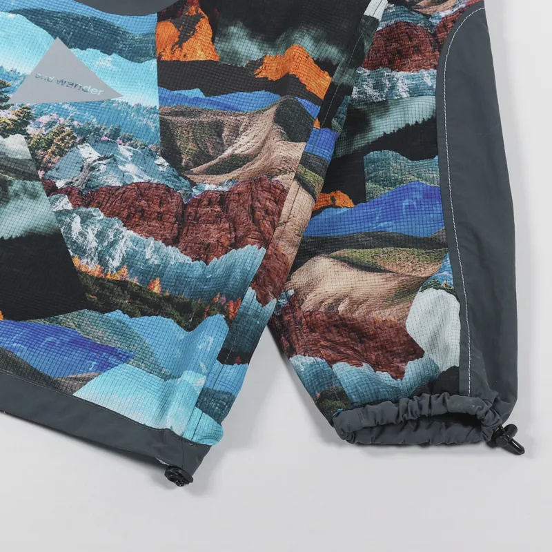 And Wander Printed Vent Pullover Blue Mix-4