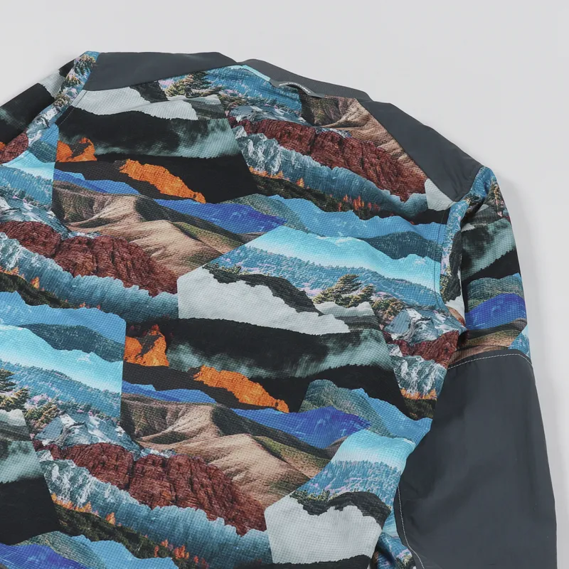 And Wander Printed Vent Pullover Blue Mix-3