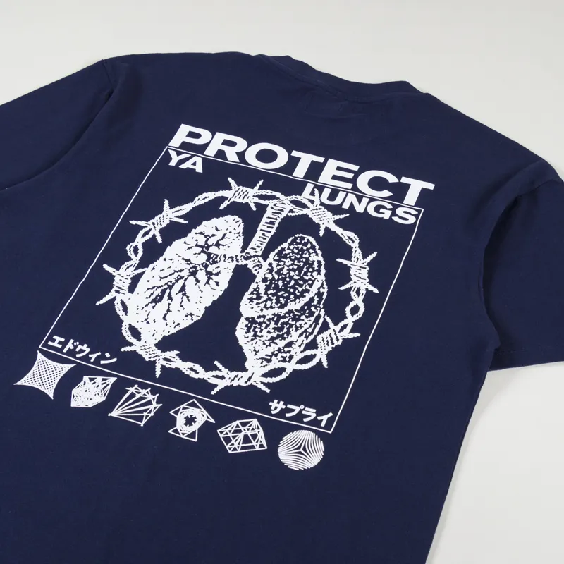 Edwin Protect Ya Lungs T Shirt Maritime Blue-4