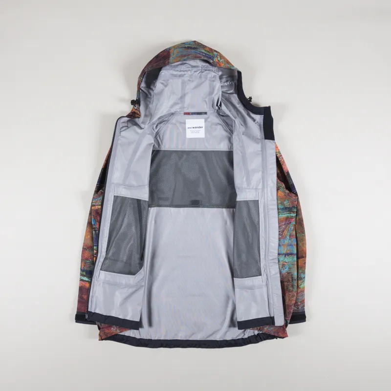 And Wander Pertex Printed Waterproof Jacket Multi-1