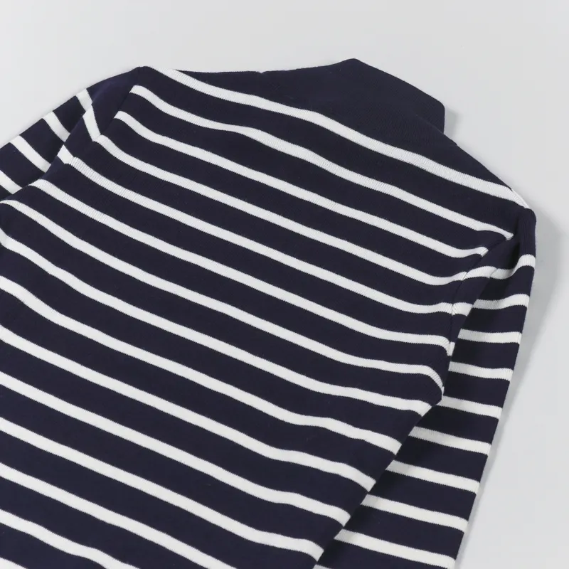 Armor Lux Womens Mock Neck Sweater Dark Blue White-6