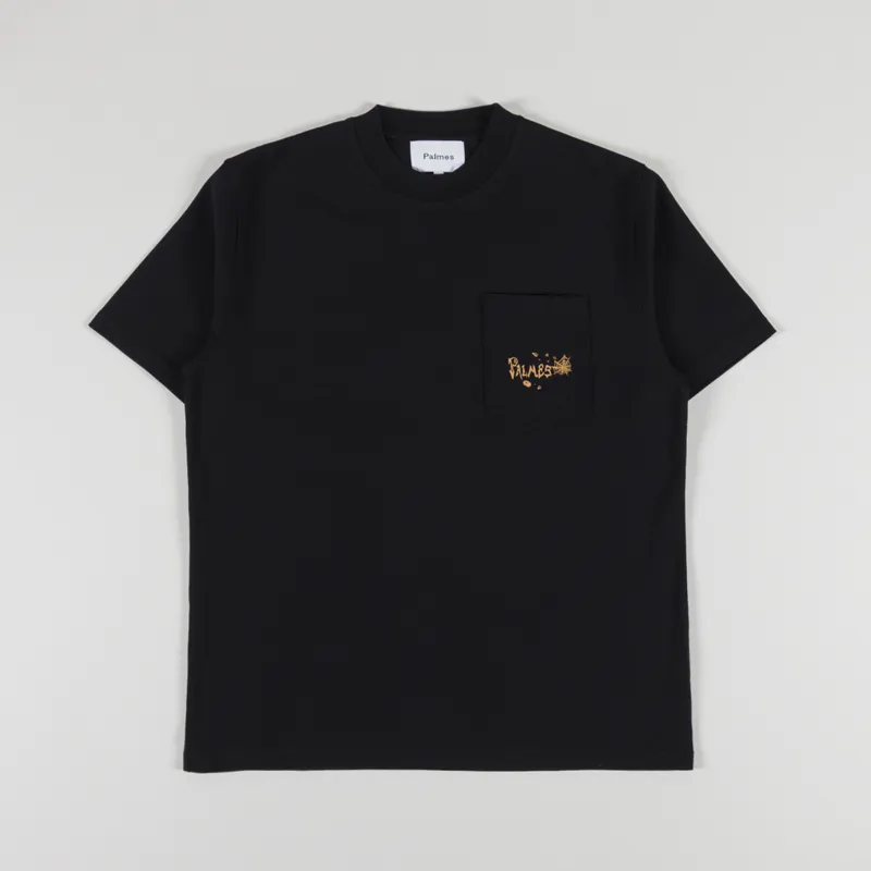 Palmes Tennis Society Punk Pocket T Shirt Black-1