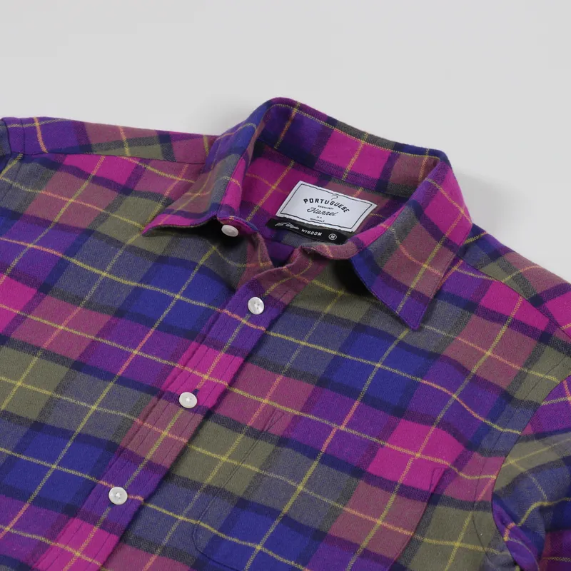 Portuguese Flannel Purple Check Shirt Purple-3