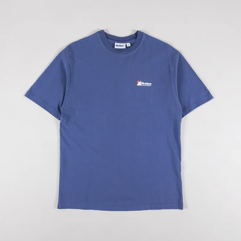 Butter Goods Distressed Pigment Dye T Shirt Moon Blue