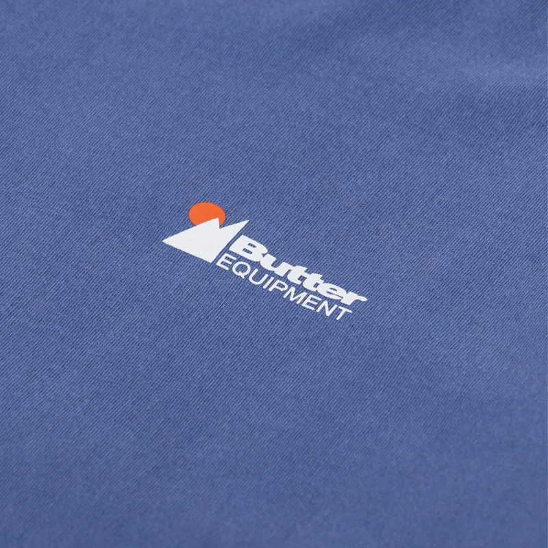 Butter Goods Distressed Pigment Dye T Shirt Moon Blue-2
