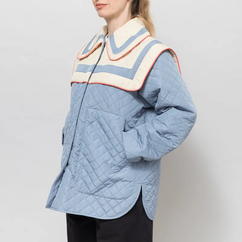 Stella Nova Womens Oversized Quilted Sailor Coat Blue-1