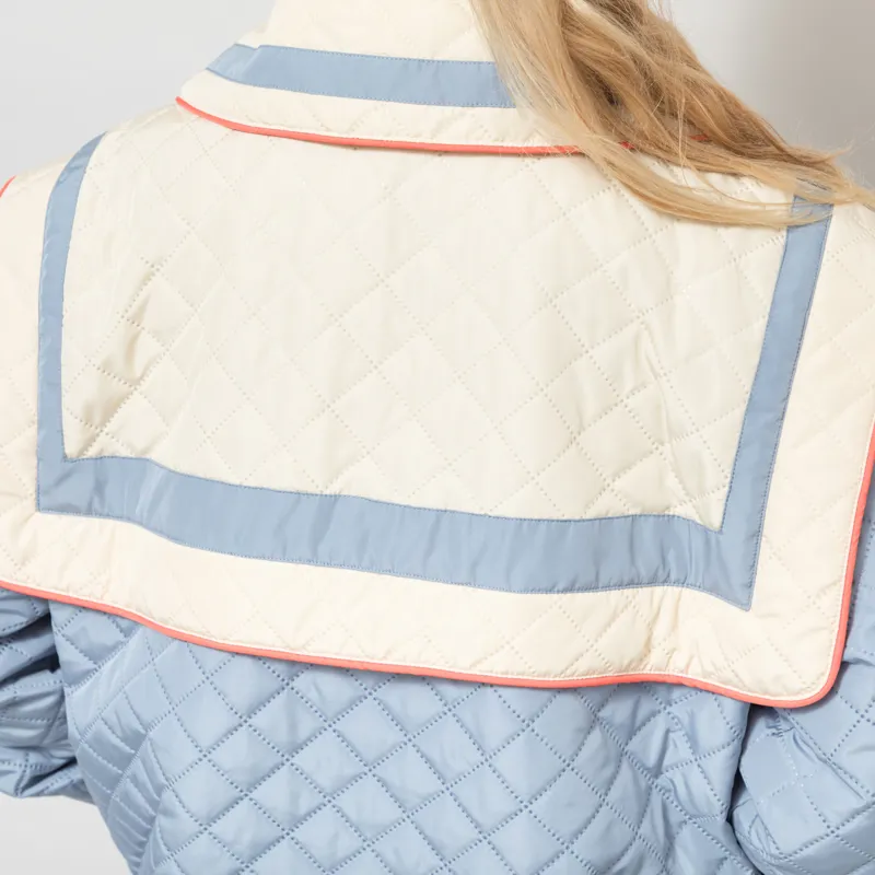 Stella Nova Womens Oversized Quilted Sailor Coat Blue-5