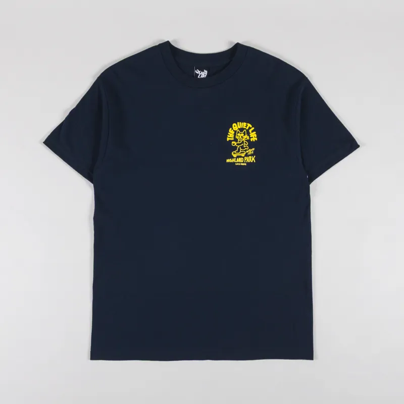 The Quiet Life Skating Cat T Shirt Navy-1