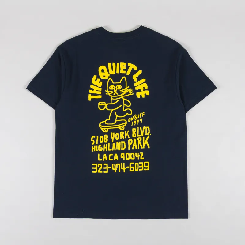 The Quiet Life Skating Cat T Shirt Navy