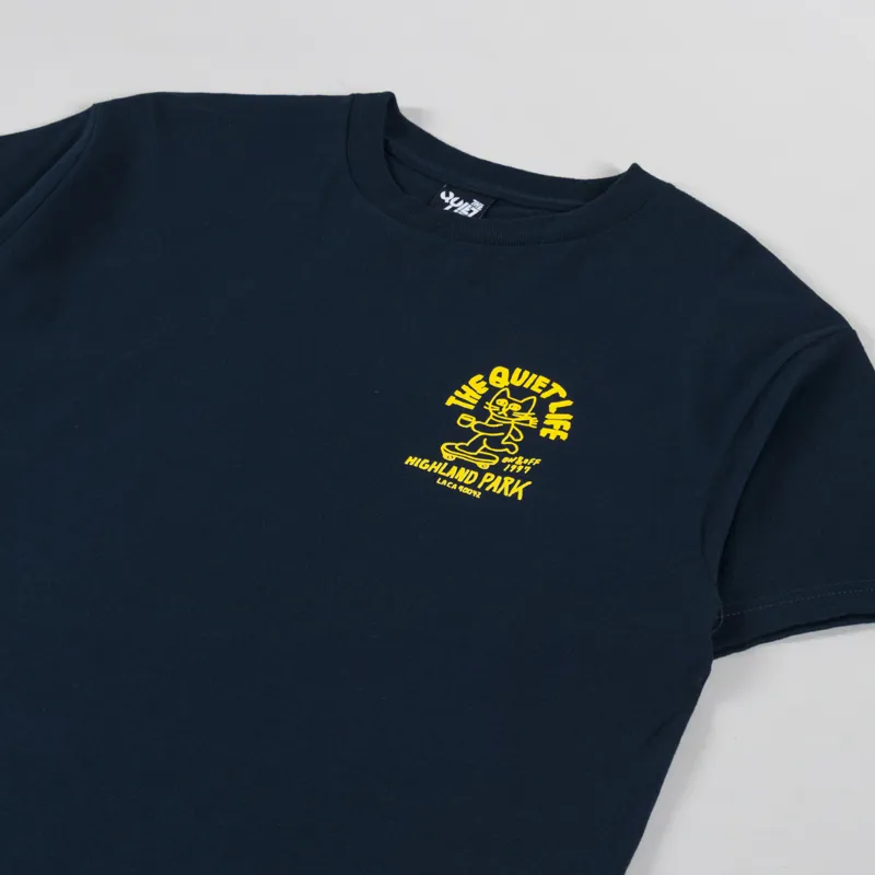 The Quiet Life Skating Cat T Shirt Navy-3