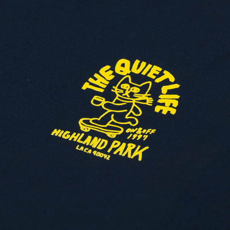 The Quiet Life Skating Cat T Shirt Navy-5