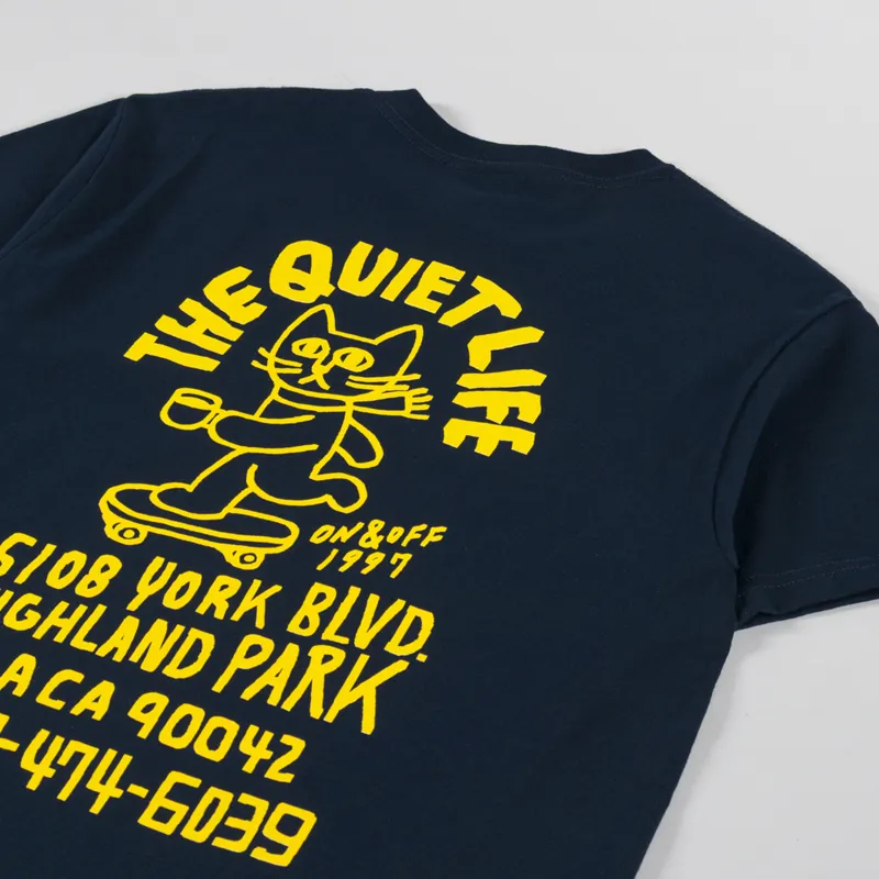 The Quiet Life Skating Cat T Shirt Navy-2