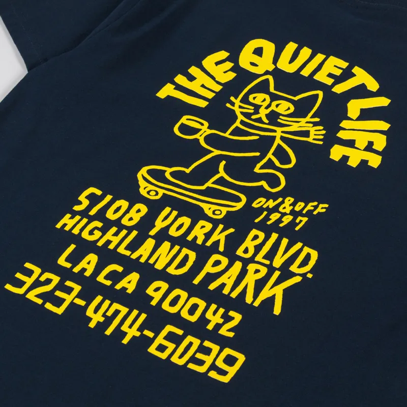 The Quiet Life Skating Cat T Shirt Navy-4