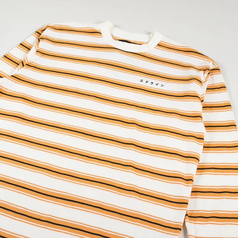 Edwin Quarter Long Sleeve T Shirt Orange-2