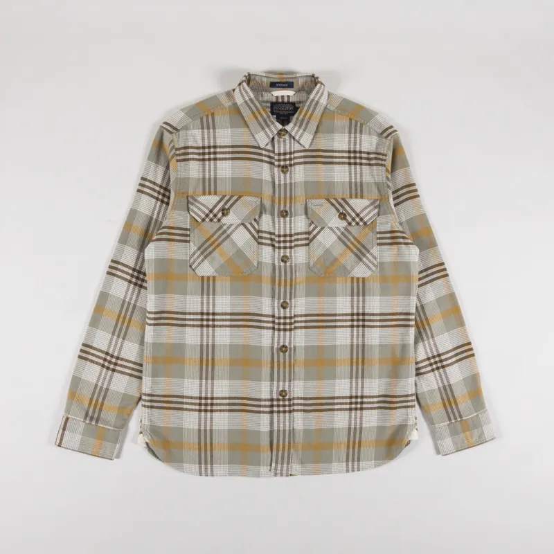 Pendleton Burnside Shirt Tan Brown Grey Plaid