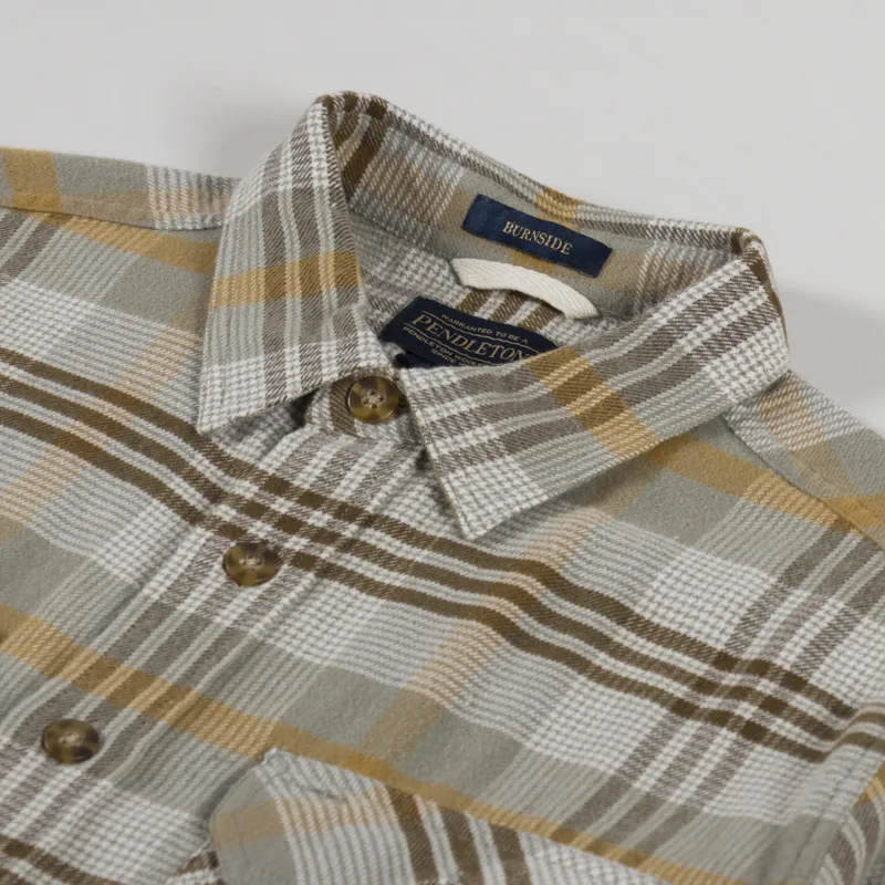 Pendleton Burnside Shirt Tan Brown Grey Plaid-4