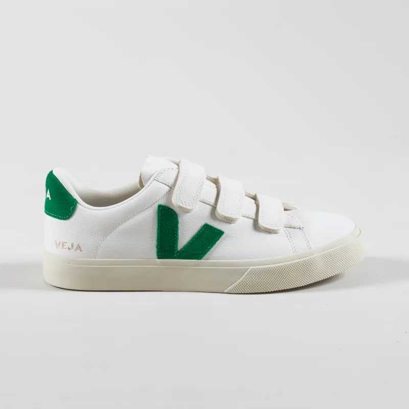 Veja Recife Logo Chromefree Leather Shoes Extra White Emeraude-2