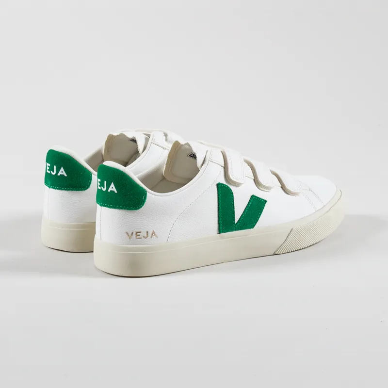 Veja Recife Logo Chromefree Leather Shoes Extra White Emeraude-1